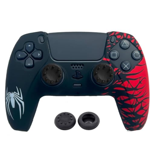 Image of TMG PS5 Controller Skin Spider-Man Theme Silicone Special Edition Protective Skin Case Cover for PS5 Controller with 2 Thumb Grip Caps (White /Red)