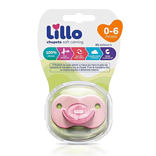 Lillo Chupeta Soft Calming 100% Silicone Simétrico Tam 1 - Rosa