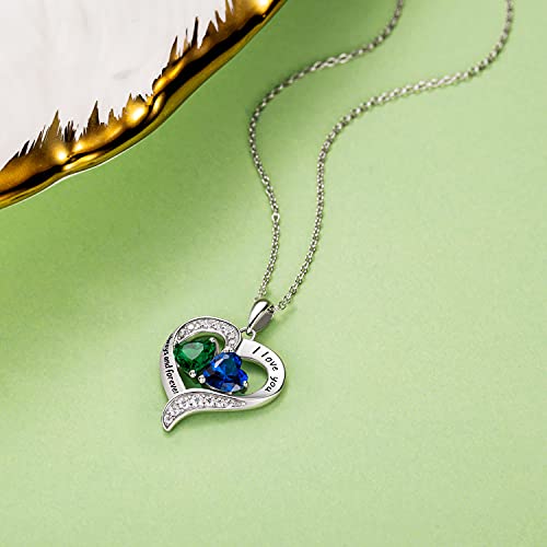 BlingGem Heart Necklaces for Women 925 Sterling Silver Birthstone Necklace for Women With 2 Birthstones Womens Jewelry Customized Pendant Necklace Gifts For Women Wife Mom4