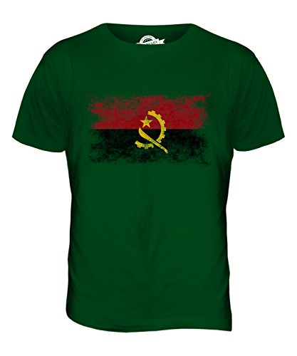 Candymix Angola Drapeau Délavé T-Shirt Homme, Taille Medium, Couleur Verde Bottiglia