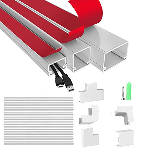 Canal de cables, 15.7” X 10 Canales Portacables AGPtEK para Ocultar y Proteger Cables, Canales para Paso de Cables, Kit de Montaje en Pared con Diferentes Canales para Todo Tipo de Cables Domésticos