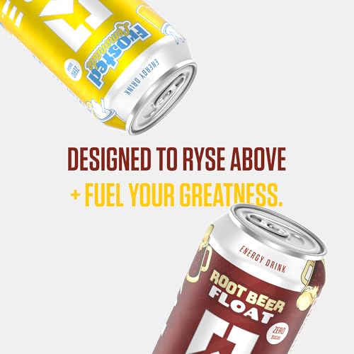 Image of RYSE Fuel Energy Drink - Variety Pack (6 Frosted Lemonade & 6 Root Beer Float) - Sugar Free - 200mg Natural Caffeine, New Formula to Supports Cognitive Health & Improves Focus - 16 fl oz (12-Pack)