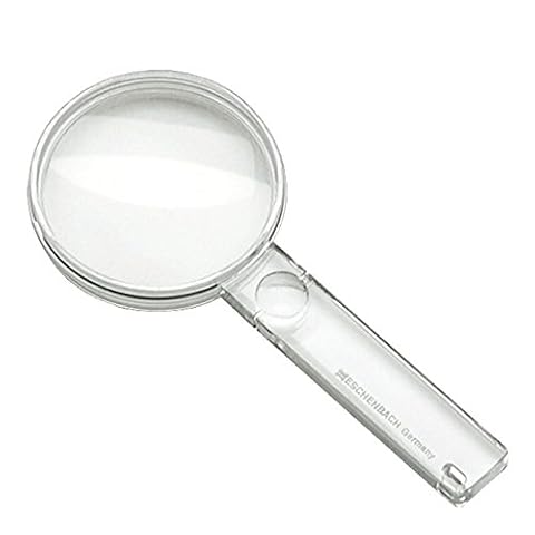 Eschenbach 2612407 - Reading magnifier with additional lens in handle, Excellent orientation on reading material due to transparent frame, Dimensions Lens: Ø 45 mm, Magnification: 3,25x, Dioptre: 9
