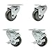 Stainless Steel Polyurethane Swivel Top Plate Caster Set of 4 w/3.5" x 1.25" Gray Wheels - Includes 2 Swivel with Top Locking Brakes & 2 Swivel - 1200 lbs Total Capacity - Service Caster Brand