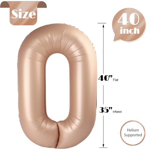 Image of Light Brown Number Balloon 40 Inch, Tan 0 Number Balloons, Khaki 10 20 30 40 50 Numbers Balloon Beige Birthday Decorations, Sandy Brown Party Supplies for Women Men