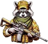Raccoon Gun Sticker 5 Inch - Durable, Waterproof & UV Resistant Tactical Stickers, Military Stickers, Gun Decal AR15, Truck Decals for Men Made in USA (1, 5 Inch)