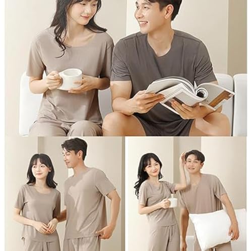 Summer short-sleeved ice silk pajamas, 2025 new two-piece cool sweat-absorbent casual wide-leg comfortable pajamas2
