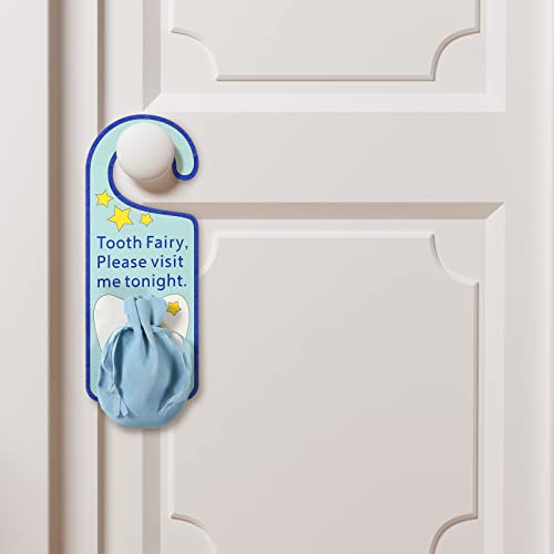 Image of Qunclay Tooth Fairy Door Hanger Bag Fairy Holder Baby Keepsake Container for Lost Teeth Kids Boys Girl Encourage Gift