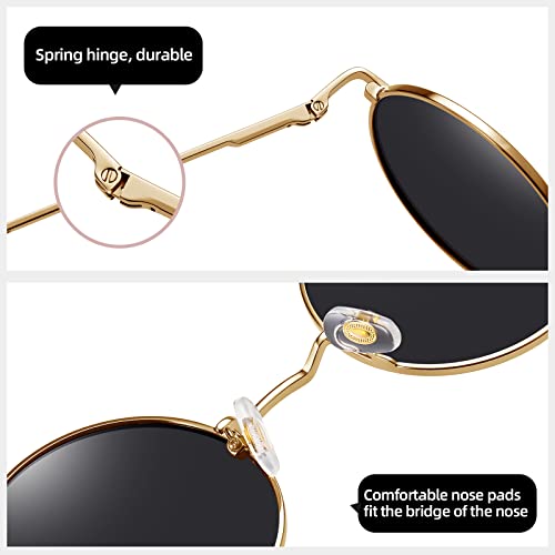 Image of MEETSUN Small Round Polarized Sunglasses for Men Women Metal Retro Hippie Circle Sun Glasses Driving Festival Cosplay UV400