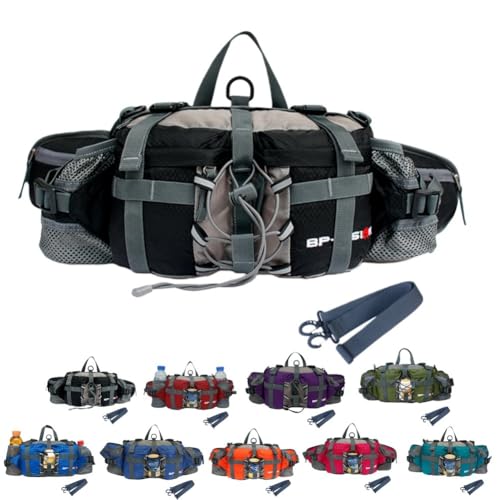 大容量ウエストバッグ 防水 多機能メッセンジャーバッグ 登山・サイクリング・ハイキング用 軽量収納力 アウトドア用腰バッグ 男性・女性向け (A,単一パッケージ)