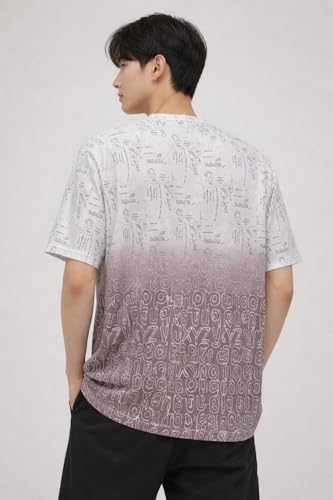 Image of London Hills Men's Cotton Printed Ombre Gradient T-Shirt | Loose Fit Casual Wear | Short Sleeve Crew Neck | Soft Breathable Fabric for Daily & Streetwear Use