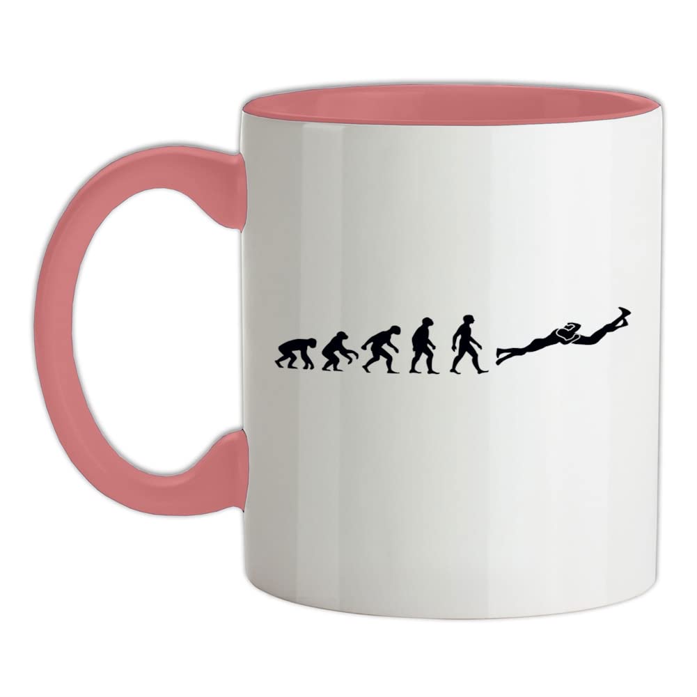 Evolution of Man Wrestling - 11oz - Ceramic Two-Tone Mug for Coffee/Tea - BabyPink/White - One Size