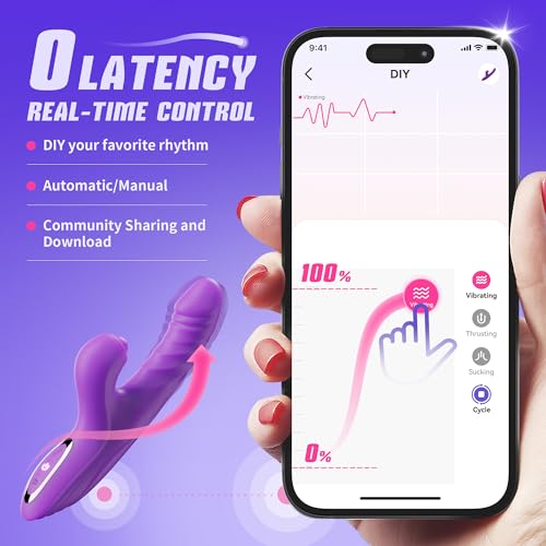 Image of Toendi Thrusting Dildo Rabbit Vibrator for Women, G Spot Clitoral Vibrators | 10 Vibration Modes, 7 Thrusting Modes, Licking Function, G Spot & Clitoral Stimulation, For Couples Adult Sex Toys Games