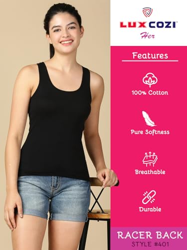 Image of Lux Cozi Women Cotton Racerback Tank Top | Pack of 3
