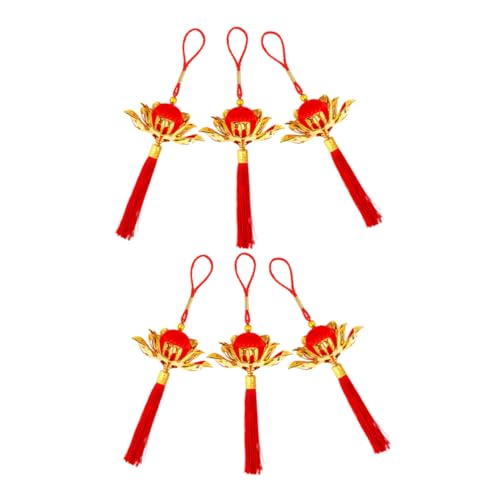 DIYEAH 6 Piezas Linternas Colgantes de Loto Hechas Mano para Decoración Festival Chino Primavera Adornos Resistentes la Decoloración para Interior y Exterior Regalo Original para Año