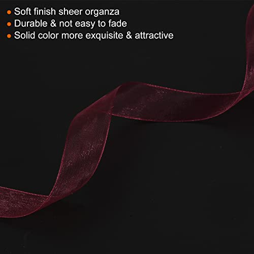 PATIKIL Sheer Organza Ribbon 51/64 Inch 50 Yard, 4 Roll Chiffon Decoration Fabric for Gift Wrapping Crafts Wedding Bouquet Burgundy Red - Image 4