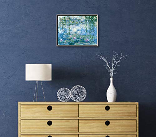Wieco Art Framed Wall Art Canvas Print Of Water Lilies By Claude Monet Paintings Reproduction Modern Canvas Wall Art For Home And Office Decoration Abstract Artwork Silver Frame #TOP1