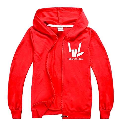 OYLIE Unisex Kids Share The Love Print Full Zip Hoodies Jacket,Casual Hooded Sweatshirts for Boys Girls(2-14Y)2