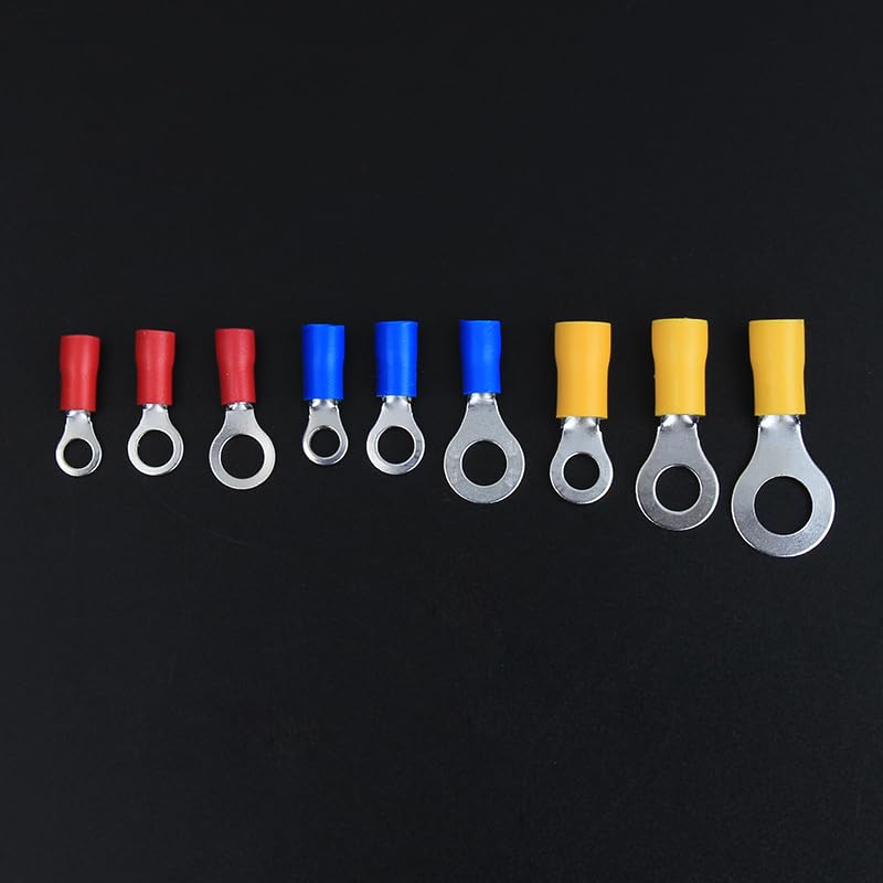 Kit di connettori a crimpare con terminale ad anello isolato, 128 pezzi, connettori per cavo ad anello, terminali terminali a spina per cavo