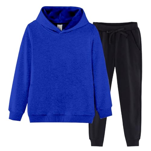 Boys Girls Velvet Sweatsuit Suit Kids Fleece Hoodies Set Plain Elastic Waist Sweatpants Winter 2 Piece Tracksuit