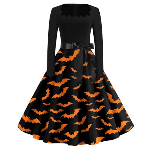 uxxnjfg Halloween Kleid Damen Sexy Gruselig - Halloween Kostüm Damen Zombie Hexe Vampir Kostüm Korsett V-Ausschnitt Pumpkin Feenkleid Vampirkleider...
