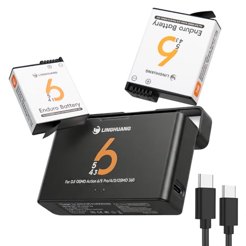 OSMO Action 5 Pro Battery & Fast Charger Set 2 Pack 2100mAh Replacement Batteries Input PD 9V Portable Charging Case for DJI OSMO Action 6 5 Pro 4 3 OS MO 360 Accessories
