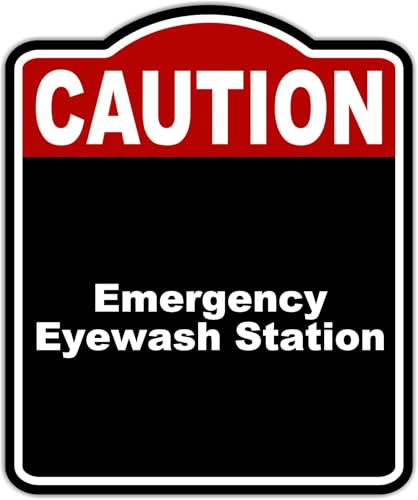 Emergency Eyewash Station Caution Red Black Aluminum Composite Sign 20 x 24 inches