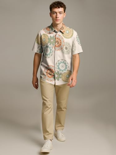 Image of BULLMER Trendy Regular Fit Cotton Blend Printed Casual Half Sleeve Shirt for Men | Stylish Mens Casual Shirts | Shirts for Men