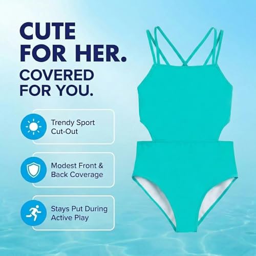 Image of Kanu Surf Girls' Beach Girl Sport Cut-Out One Piece Swimsuit
