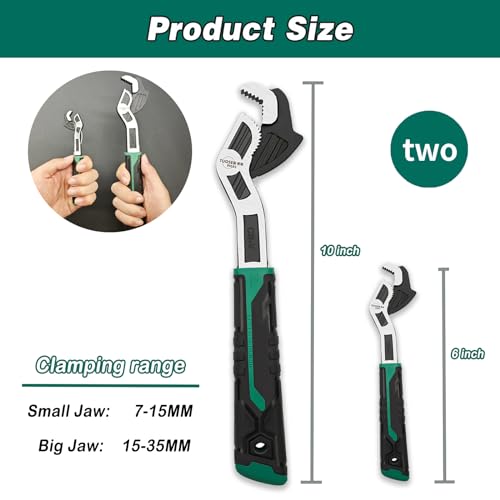 Image of Adjustable Wrenches Multi-function Universal Magic Wrench CR-V Steel,Pipe Wrench Set 6 and 10-Inch 15MM-35MM(2PCS)