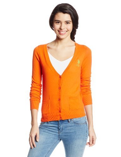 U.S. Polo Assn. Juniors 5 Button V Neck Cardigan with Patch Pockets