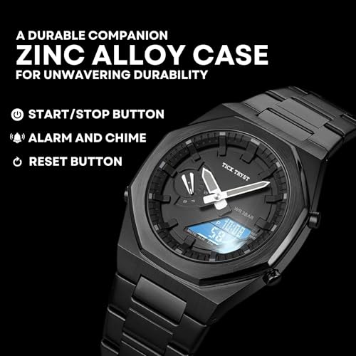 Image of Dual-Display Analog-Digital Watch, Zink Alloy Case Men's Watch,Stainless Steel Band, Luminous 30M Water-Resistant Fashion Sports Watches for Men - TT-D1
