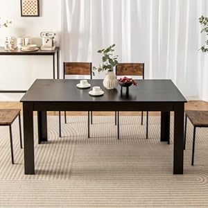 Giantex Dining Table for 6 Wood Rectangular Table 63 L x 315 W x 30 H Large Farmhouse Center Table Home Furniture Kitchen Table Modern Dining Room Table Supporting for 330LBS Black