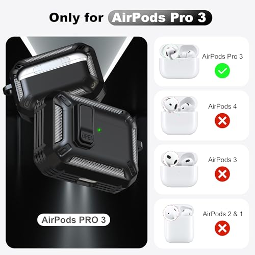 Image of RFUNGUANGO for AirPods Pro 3 Case Carbon Fiber Series, Black