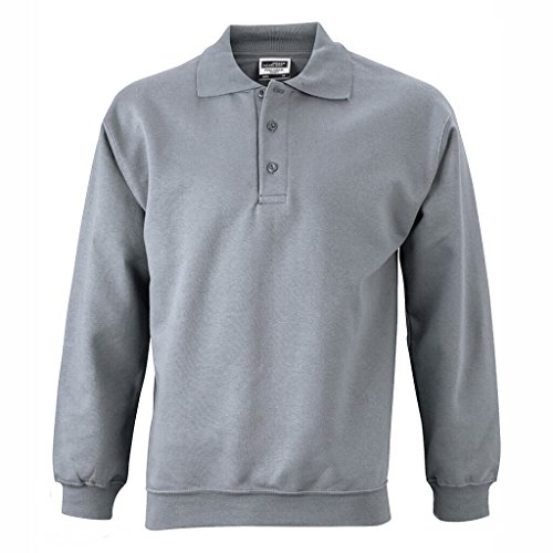 JAMES & NICHOLSON Sweat-Shirt Polo Manches Longues (L, Gris chiné) Cover