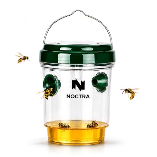 Noctra Wasp Trap for Outdoors - Hanging Reusable Hornet and Wasp Catcher with Natural Bait System Eco-Friendly Designed for Gardens Patios and Camping (1 Green)