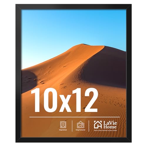 LaVie Home 10x12 Picture Frame for Wall Display, 10x12 Black Picture Frame with HD Plexiglas, 10 x 12 Frame 1 Pack, Display Frame for Vertical or Horizontal, Classic Collection