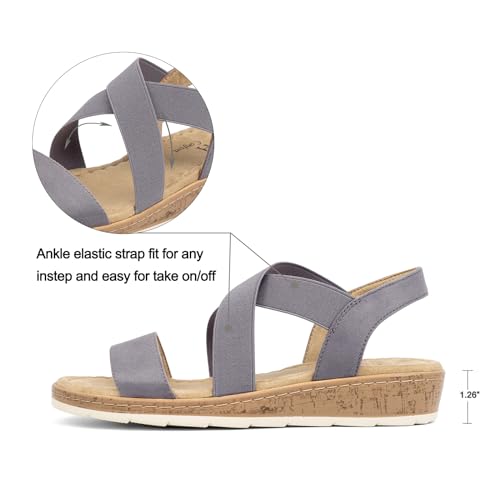 Image of VJH confort Women's Flat Sandals, Comfort Slip-on Elastic Ankle Strap Slingback Light Weight Casual Walking Sandals