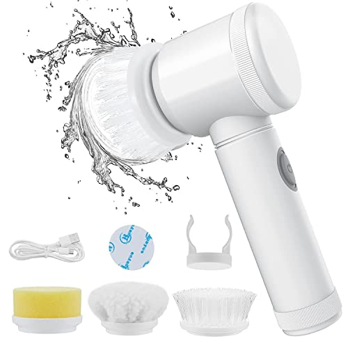ZUPTIX Multi-Functional Electric Cleaning Brush 5 in 1 Magic Power Scrubber Household Cleaning Tools Spin Scrubber with Buffer Polisher, for Bathroom, Shower, Tub, Kitchen Floor