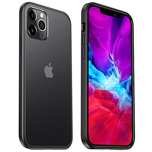 ICARERCASE Compatible for iPhone 12 Pro Max Case Shockproof Slim Translucent Clear Matte PC Case with Soft TPU Edges, Anti-Slip and Anti-Fingerprint for 2020 Model(Black)