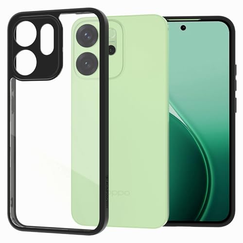 Image of KAPAVER Hybrid Clear Back Cover Case for Oppo Reno 14 | Protective Shockproof Cleare Hard PC Soft Flexible Black TPU Cover