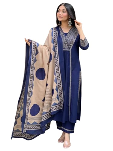 Image of ANNI Designer Women's Rayon Viscose Straight Printed Kurta with Pant & Dupatta Set | Ethnic 3-Piece Readymade Suit for Women | Elegant Festive & Office Wear Traditional Outfit