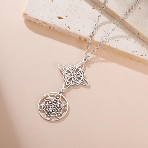 Collier Metatron Cube en acier inoxydable de qualité supérieure amulettes ciselées