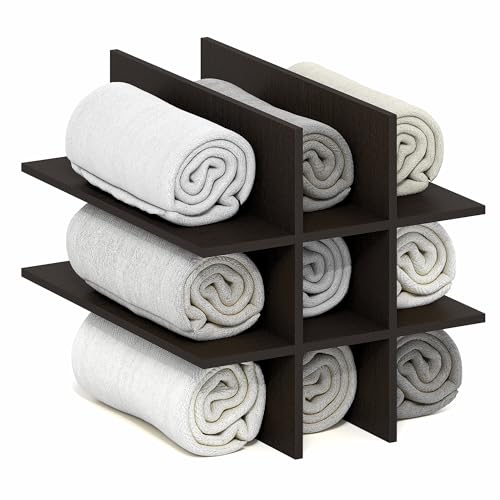 Image of Furinno Cubicle 9-Compartment Cube Insert, Cube Organizer, Black Oak | 12.9W x 12.9H, Tool-Free Assembly, Shelf Accessory, Fits into Furinno Triple Thick Cubes, Ikea Kallax, for Organization