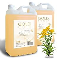 GPQ - Duschgel/Shampoo 2in1 GOLD 5 ltr. | 2 Kanister | 94% Natural Origin | Spender-Refill mit Conditioner ohne Parabene | Hotel, B&B, Landhaus, Camping, Kreuzfahrt, Fitnessstudio... | Made in EU