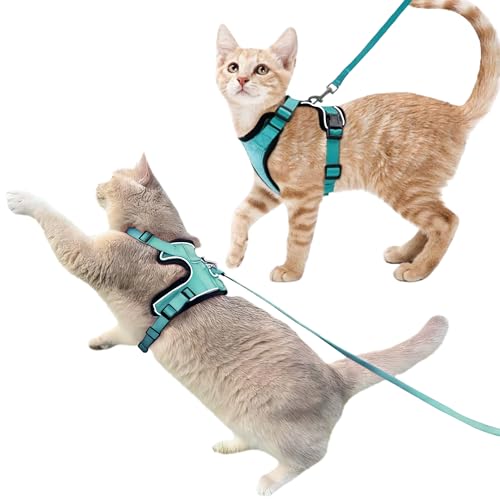 Luxelle 2 Pack Escape-Proof Cat Harness and Leash Set for Walking – Adjustable No Pull Soft Vest with Easy-Wear Buckle, Reflective Straps, Breathable Mesh – Outdoor Travel Harness for Cats & Kittens