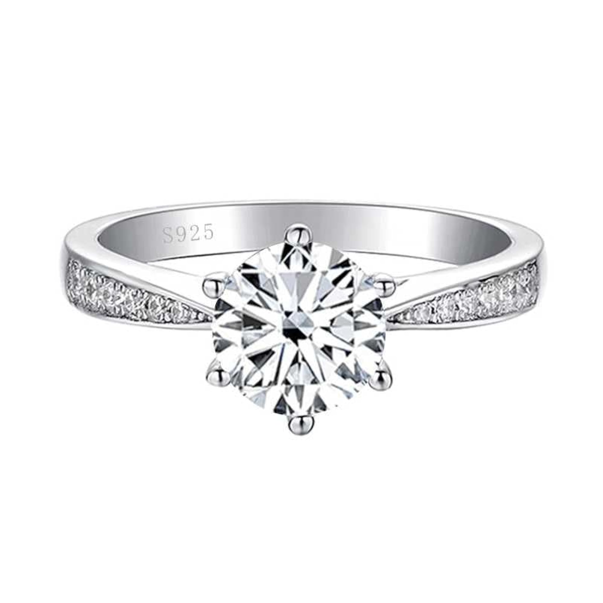 Plated Solitaire Ring with CZ, Statement Women's Ring (Green)