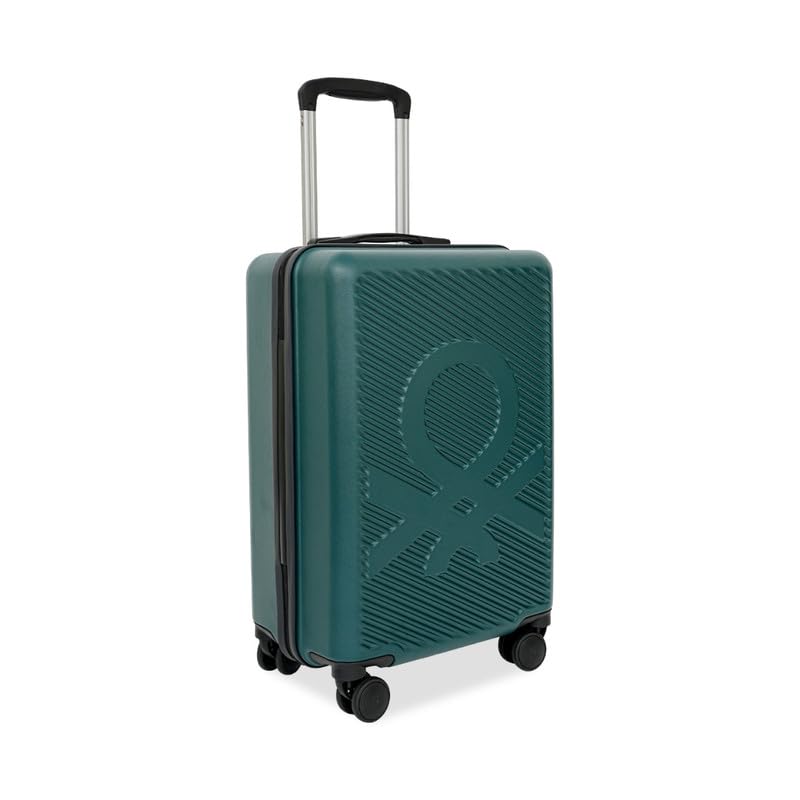 Image of United Colors of Benetton Cabin Hard Luggage Glide - Dark Green | PC Carry-On Trolley Bag | TSA Lock & 360 Spinner Wheels Suitcase | Telescopic Handle | Water Resistance | 55cm | 46L Capacity