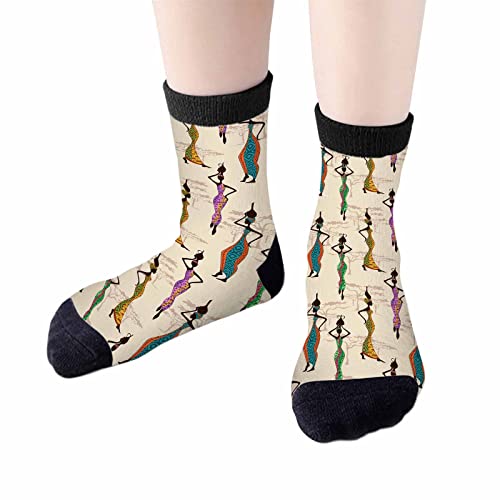 Image of Red Striped Crew Socks for Woman Size 6-8 Christmas Tree Moose Snowflake Dots Lines Girls Socks