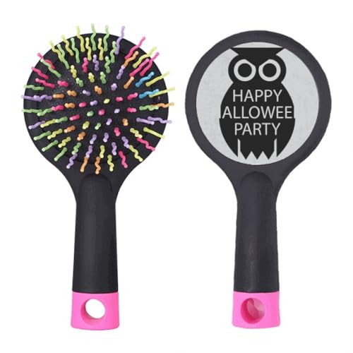 Brosse démêlante pour cheveux fragiles base coussin motif hibou noir anti-traction